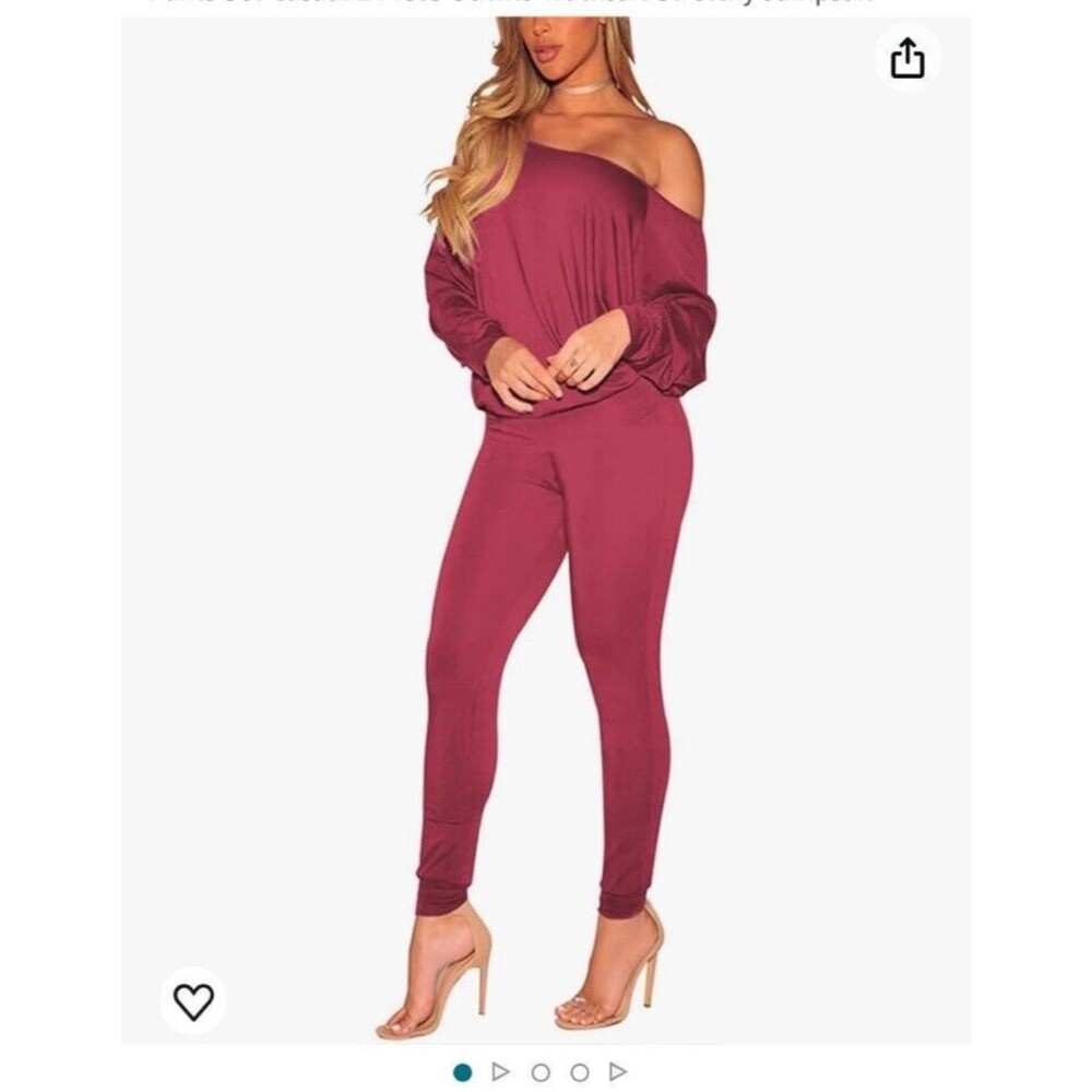 WMZ 2 Pieces Set Casual Sexy Women S Off Shoulder Long Sleeve Top Bodycon Pants